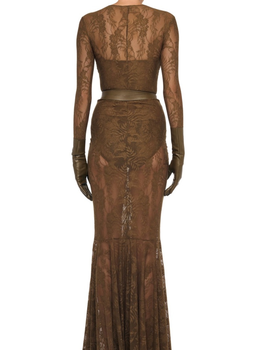 Norma Kamali V Neck Shirred Front Fishtail Gown - Picture 2 of 3
